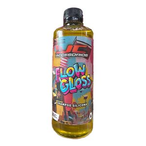 Botella de Shampoo Flow Gloss Silicona JC Accesorios 500 ml para limpieza profunda y alto brillo