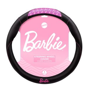 Cubre Volante Barbie Negro Con Diseño Rosa 38cm BBSWC001