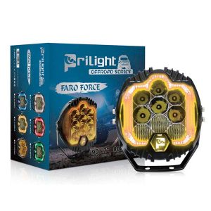 DL-A190BLA Prilight Faro Force 7 Pulgadas 8 LED Luz Blanca + DRL Ámbar 90W